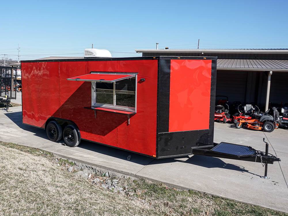 28-8.5-x-20-red-v-nose-concession-with-blackout-trim-vending-1.jpg 8.5 x 20 Red V-Nose Concession with Blackout Trim Vending