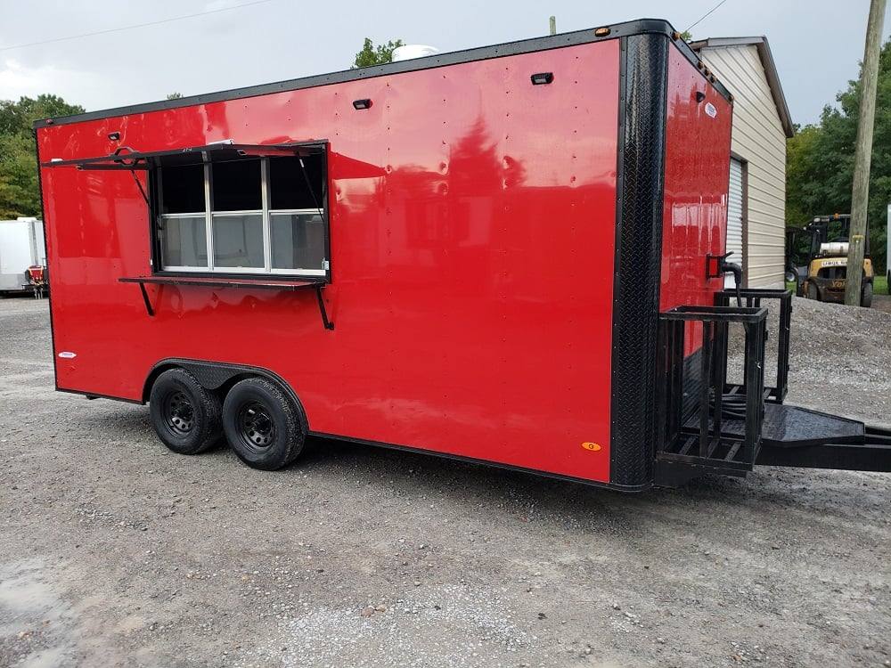 285-8.5-x-18-red-concession-food-trailer-event-catering-1.jpg 8.5' x 18' Red Concession Food Trailer Event Catering
