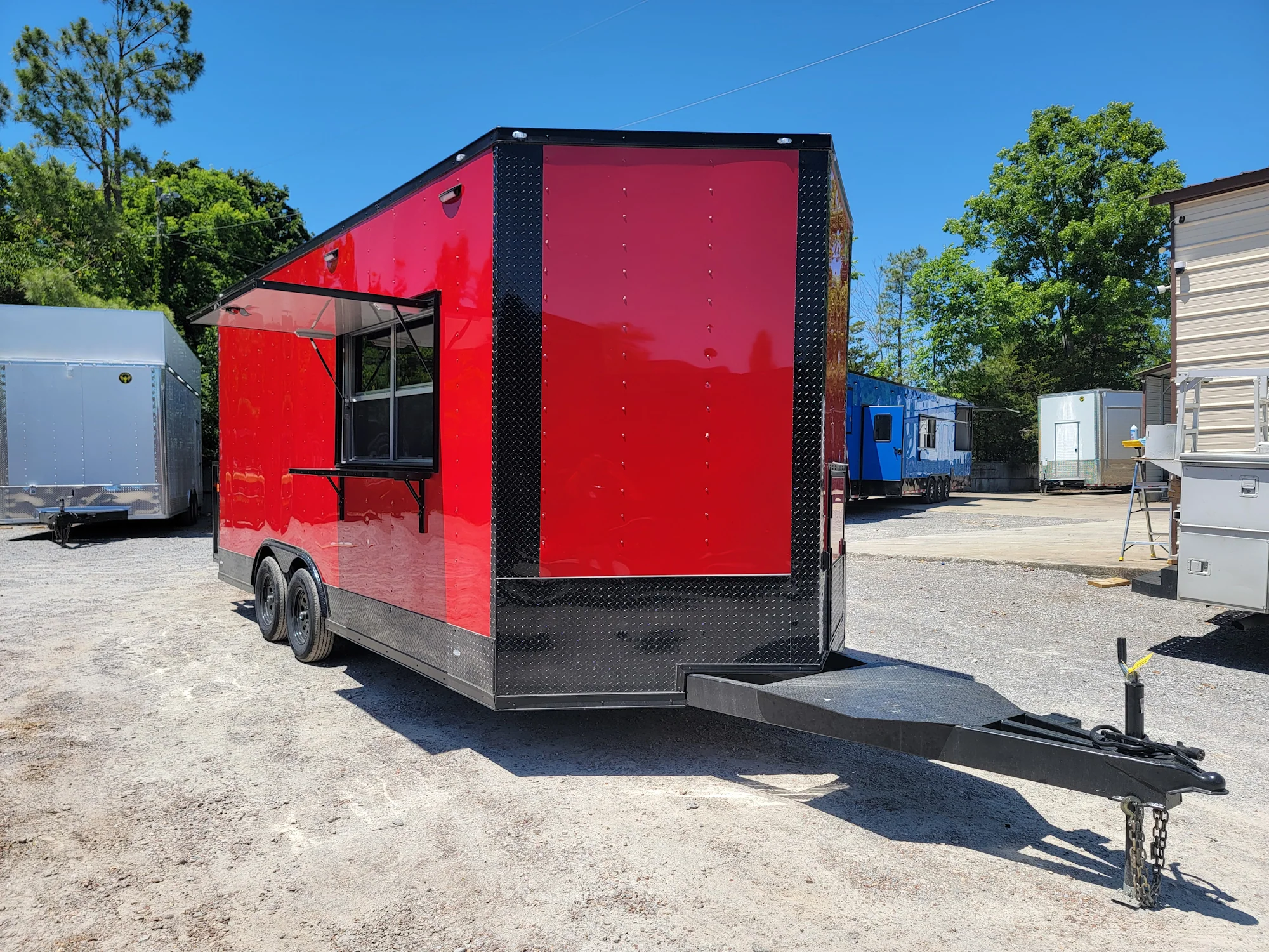 287-8.5-x-18-red-w-blackout-concession-trailer-food-event-catering-1.webp 8.5' X 18' Red W/ Blackout Concession Trailer Food Event Catering