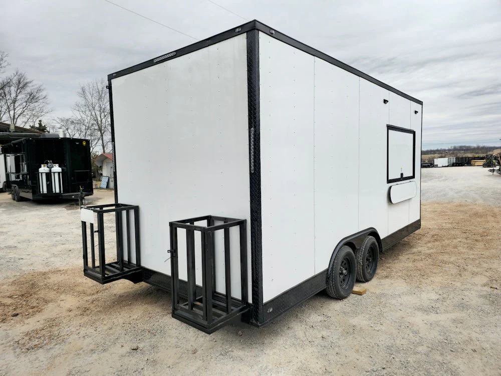 8.5' x 18' White Concession Food Trailer Elite Event Catering With Blackout Trim