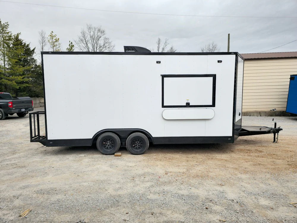 8.5' x 18' White Concession Food Trailer Elite Event Catering With Blackout Trim