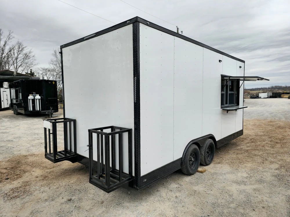 8.5' x 18' White Concession Food Trailer Elite Event Catering With Blackout Trim