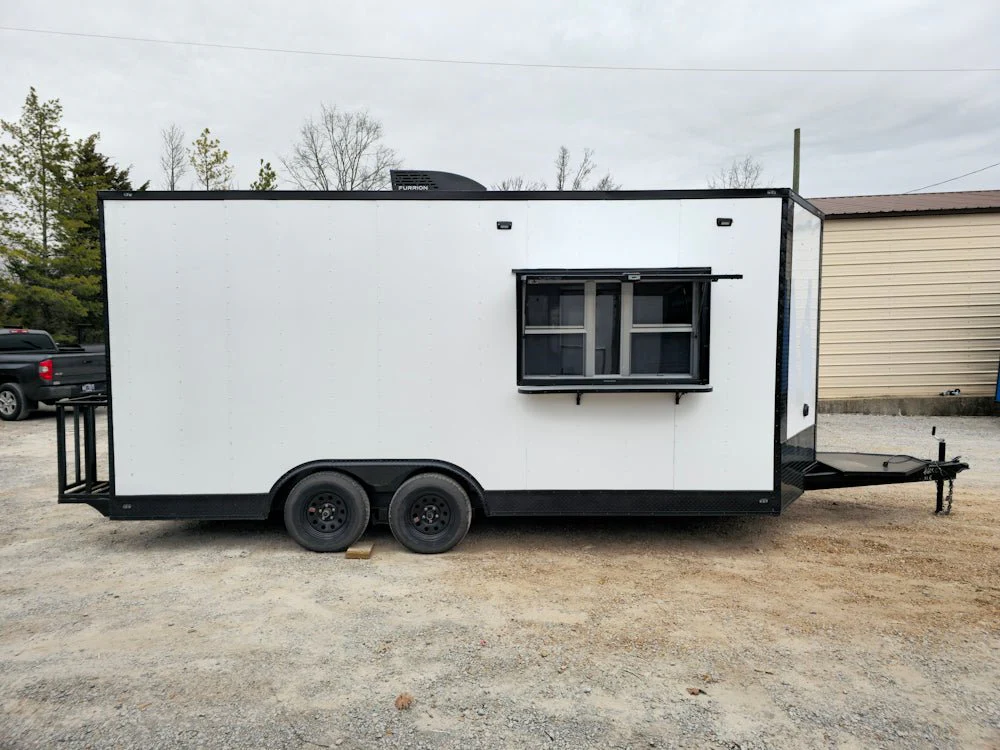 8.5' x 18' White Concession Food Trailer Elite Event Catering With Blackout Trim