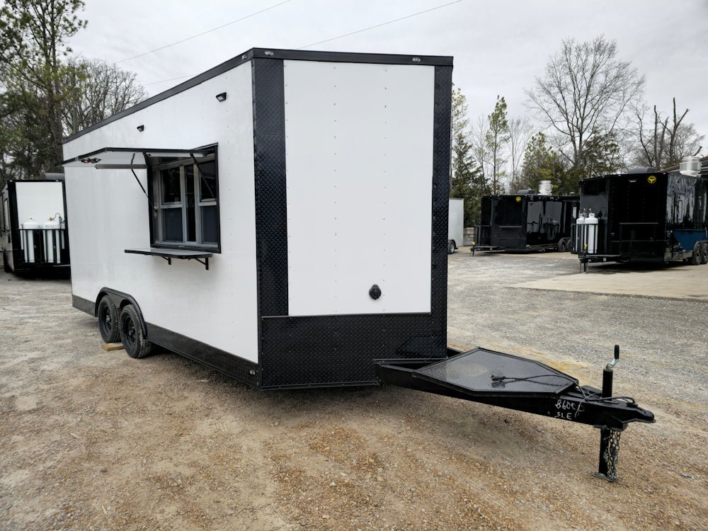 8.5' x 18' White Concession Food Trailer Elite Event Catering With Blackout Trim