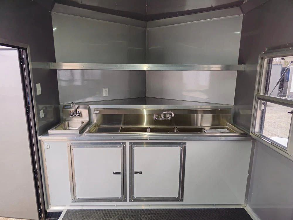 8.5' x 18' White Concession Food Trailer Elite Event Catering With Blackout Trim