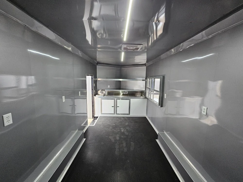8.5' x 18' White Concession Food Trailer Elite Event Catering With Blackout Trim