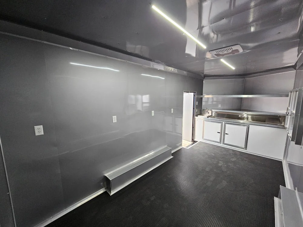8.5' x 18' White Concession Food Trailer Elite Event Catering With Blackout Trim