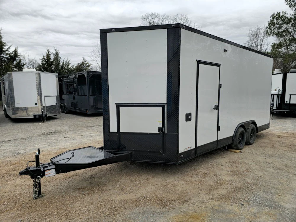 8.5' x 18' White Concession Food Trailer Elite Event Catering With Blackout Trim