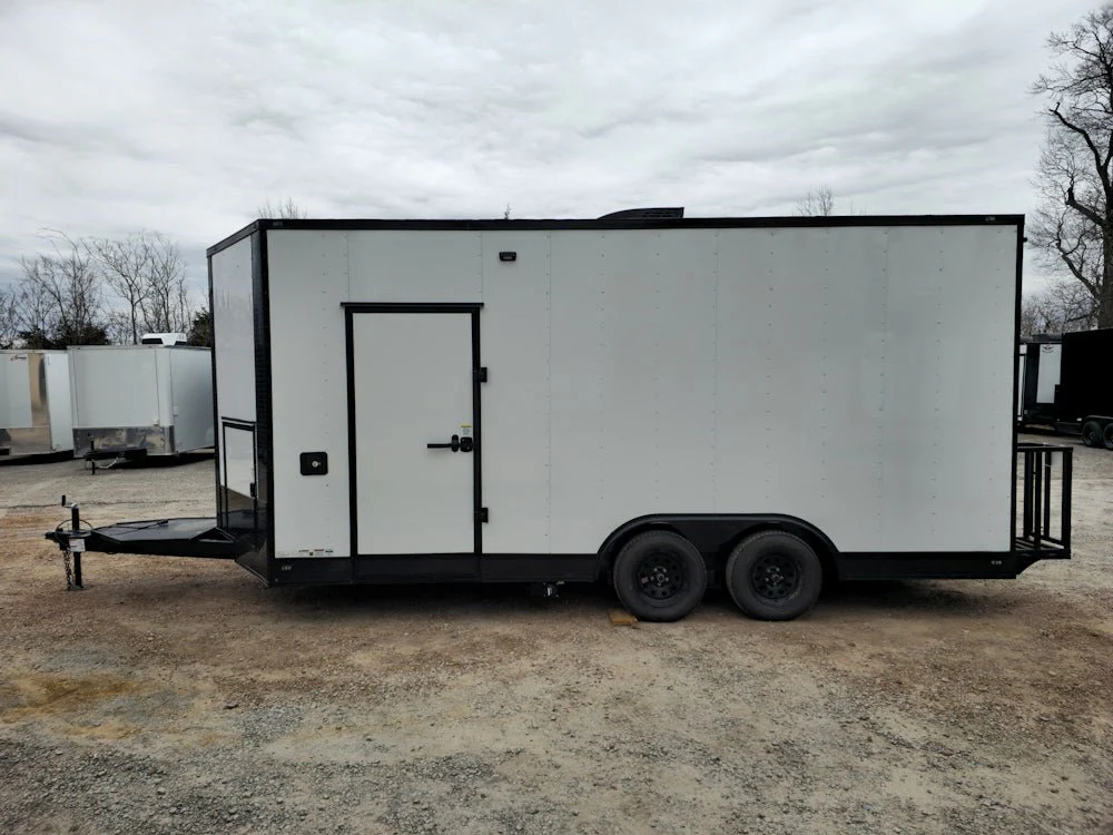 8.5' x 18' White Concession Food Trailer Elite Event Catering With Blackout Trim