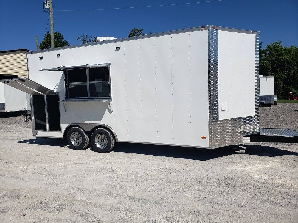 296-8.5-x-18-white-concession-food-trailer-ice-cream-vending-1.jpg 8.5' x 18' White Concession Food Trailer Ice Cream Vending