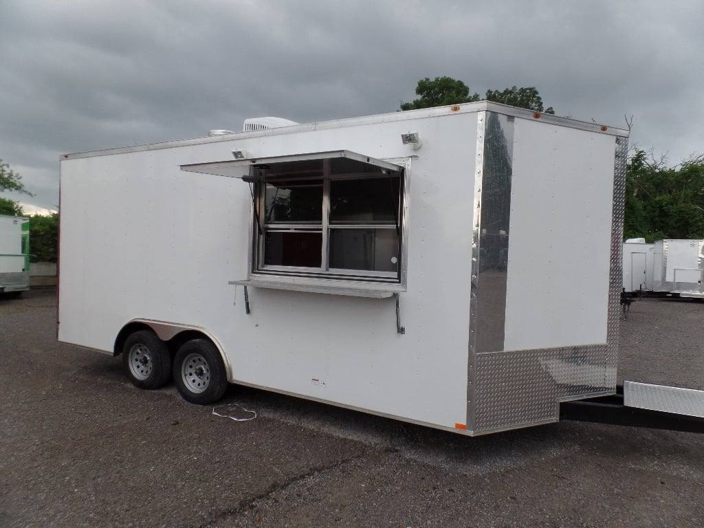 298-8.5-x-18-white-concession-food-trailer-with-appliances-1.jpg 8.5' x 18' White Concession Food Trailer With Appliances