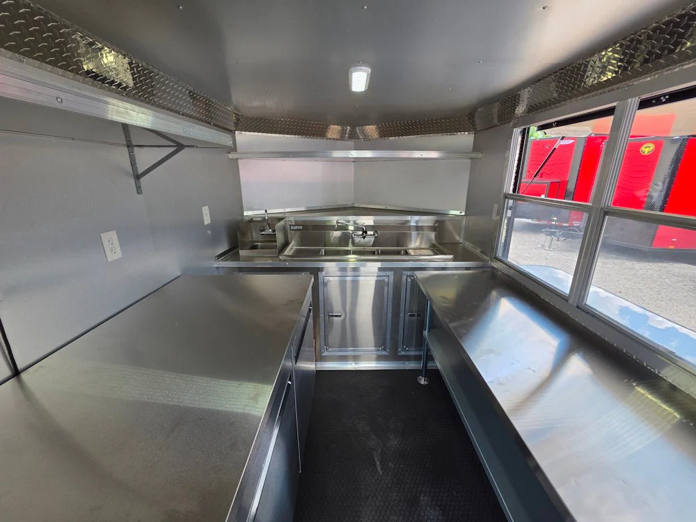 7' X 12' Black W/ Blackout Custom Concession Trailer With 4' Porch