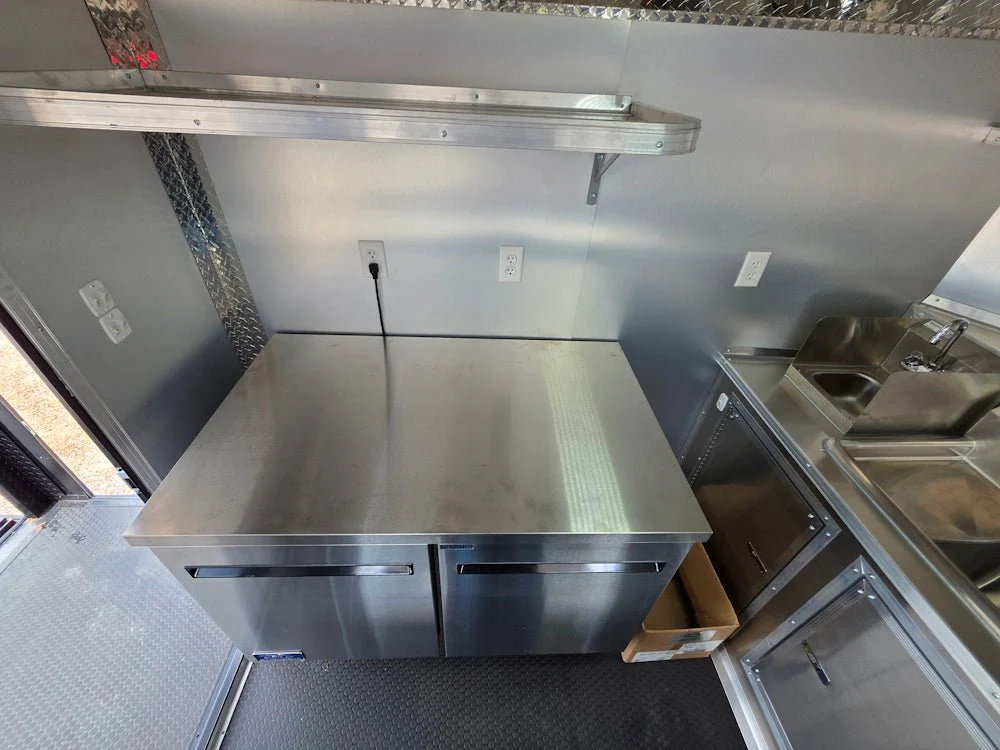 7' X 12' Black W/ Blackout Custom Concession Trailer With 4' Porch