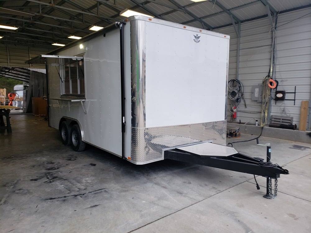 302-8.5-x-18-white-concession-food-trailer-with-appliances-1.jpg 8.5' x 18' White Concession Food Trailer With Appliances