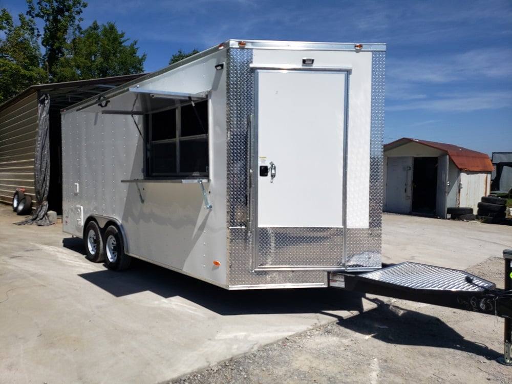 304-8.5-x-18-white-concession-food-trailer-with-restroom-1.jpg 8.5' x 18' White Concession Food Trailer with Restroom