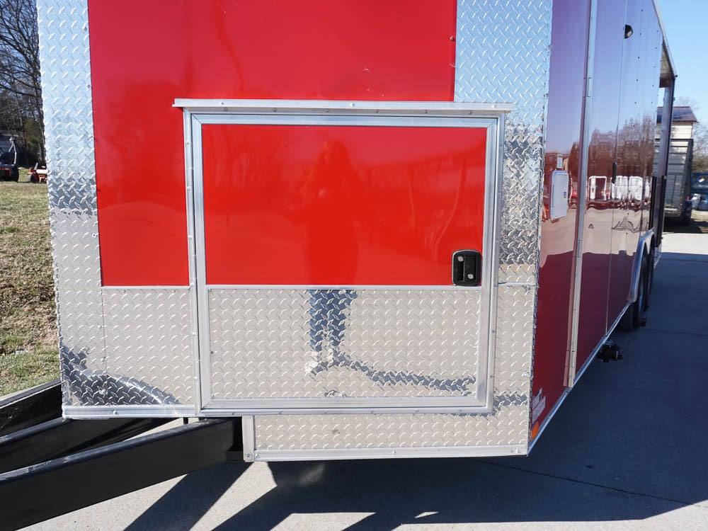 8.5 x 22 Red V-Nose BBQ Porch Concession Trailer