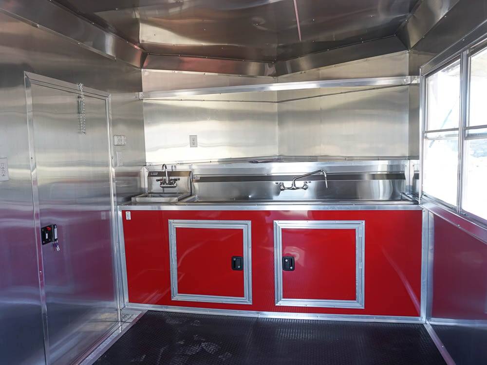 8.5 x 22 Red V-Nose BBQ Porch Concession Trailer