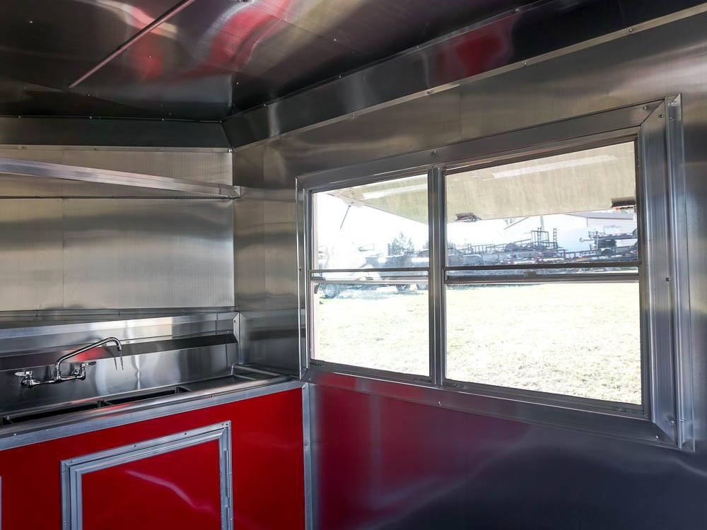 8.5 x 22 Red V-Nose BBQ Porch Concession Trailer