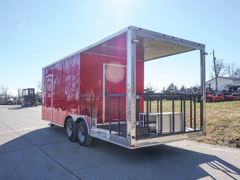 8.5 x 22 Red V-Nose BBQ Porch Concession Trailer