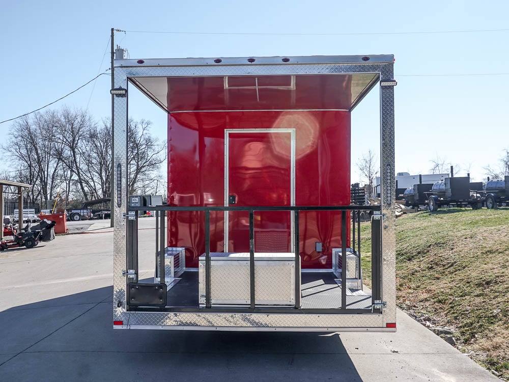 8.5 x 22 Red V-Nose BBQ Porch Concession Trailer
