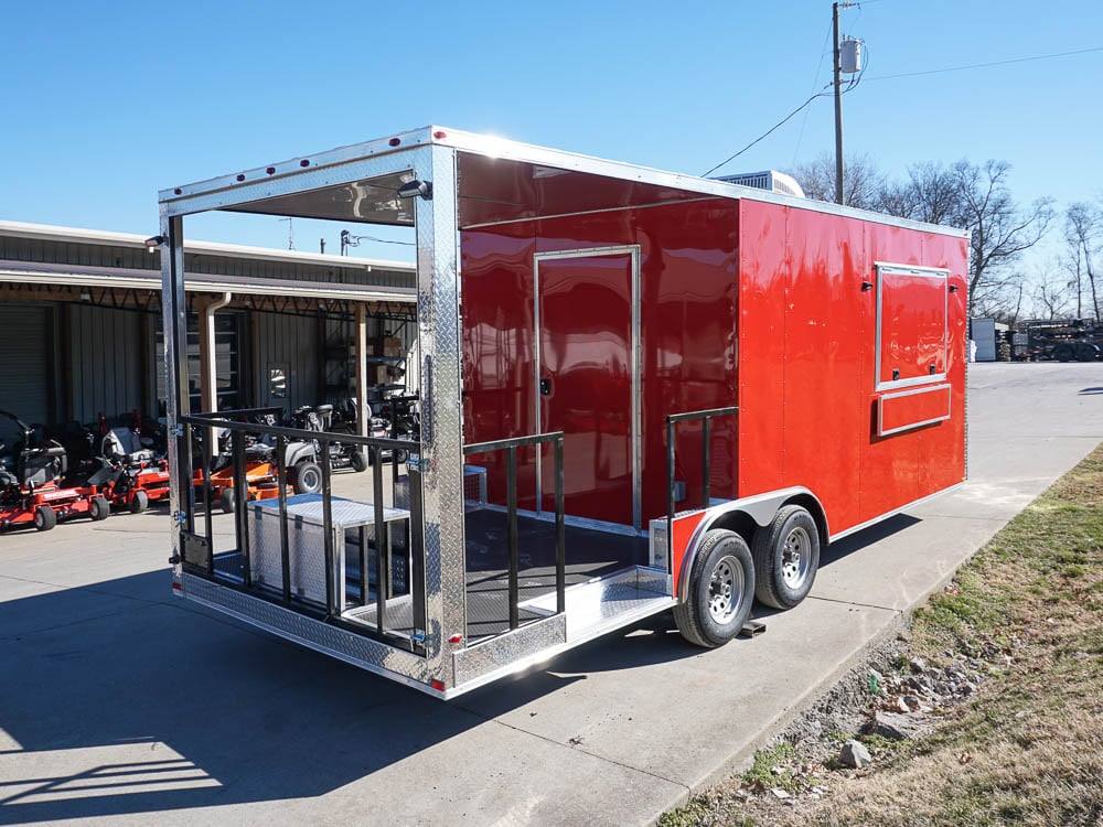 8.5 x 22 Red V-Nose BBQ Porch Concession Trailer