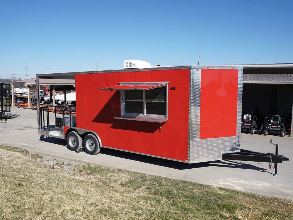 8.5 x 22 Red V-Nose BBQ Porch Concession Trailer