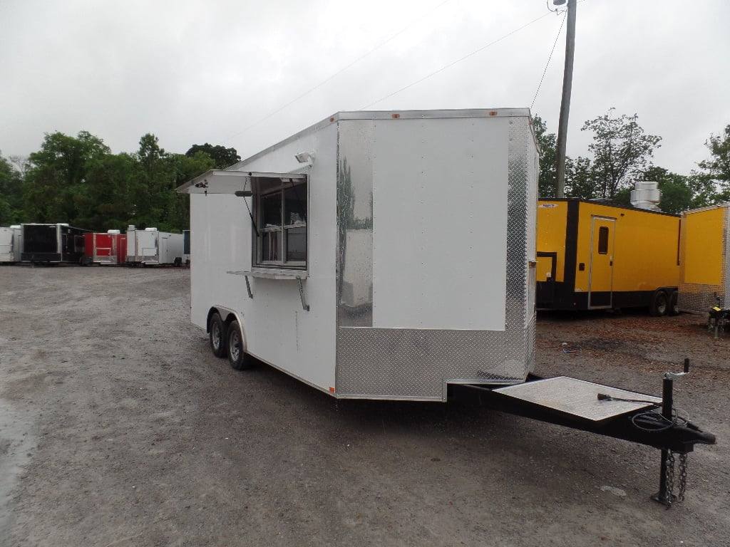 311-8.5-x-18-white-food-concession-catering-trailer-with-appliances-1.jpg 8.5' x 18' White Food Concession Catering Trailer With Appliances