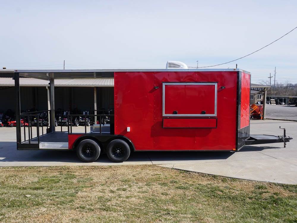 32-8.5-x-22-red-v-nose-bbq-porch-concession-with-blackout-trim-package-10.jpg 8.5 x 22 Red V-Nose BBQ Porch Concession with Blackout Trim Package