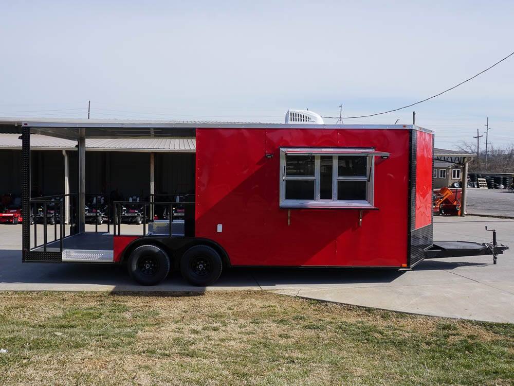 32-8.5-x-22-red-v-nose-bbq-porch-concession-with-blackout-trim-package-11.jpg 8.5 x 22 Red V-Nose BBQ Porch Concession with Blackout Trim Package