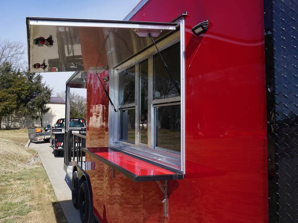 32-8.5-x-22-red-v-nose-bbq-porch-concession-with-blackout-trim-package-12.jpg 8.5 x 22 Red V-Nose BBQ Porch Concession with Blackout Trim Package