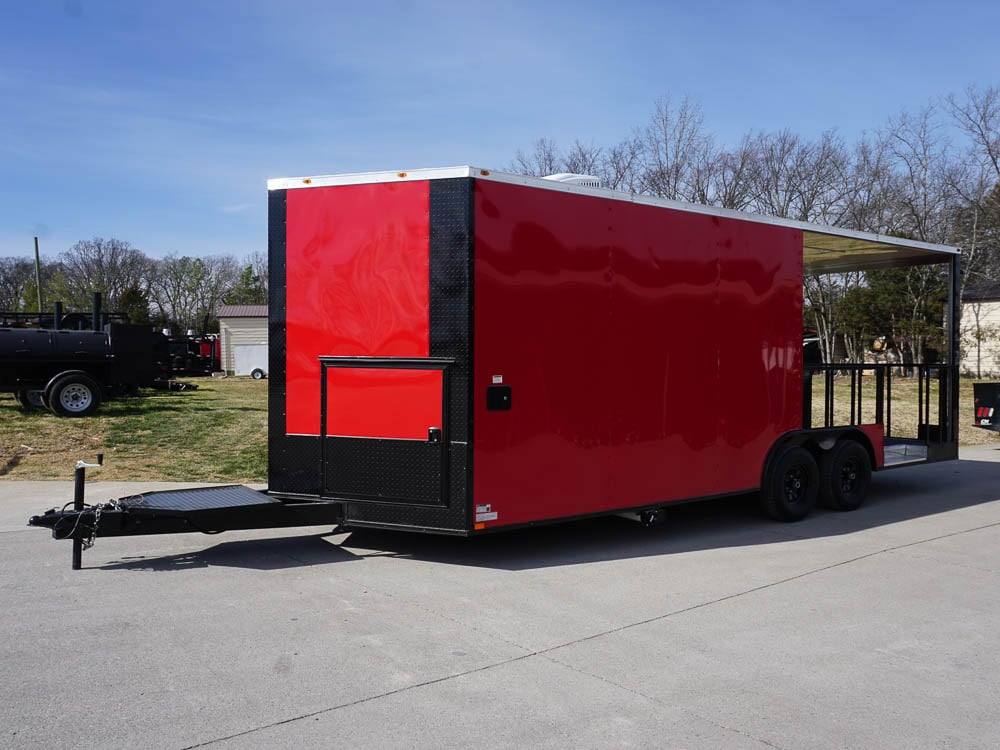 32-8.5-x-22-red-v-nose-bbq-porch-concession-with-blackout-trim-package-3.jpg 8.5 x 22 Red V-Nose BBQ Porch Concession with Blackout Trim Package
