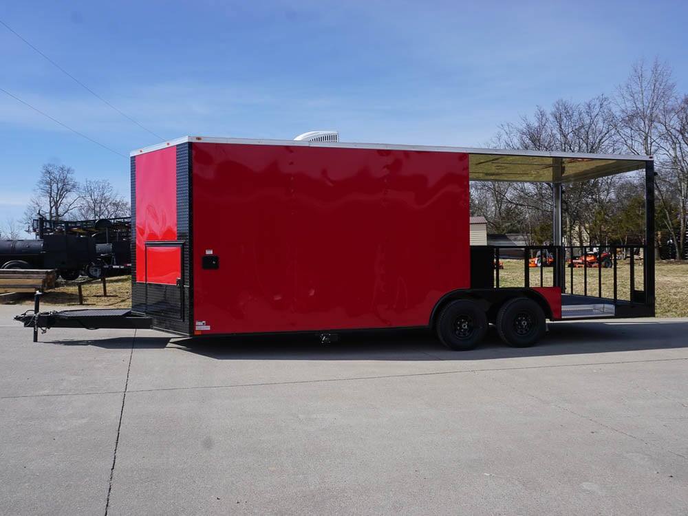 32-8.5-x-22-red-v-nose-bbq-porch-concession-with-blackout-trim-package-5.jpg 8.5 x 22 Red V-Nose BBQ Porch Concession with Blackout Trim Package