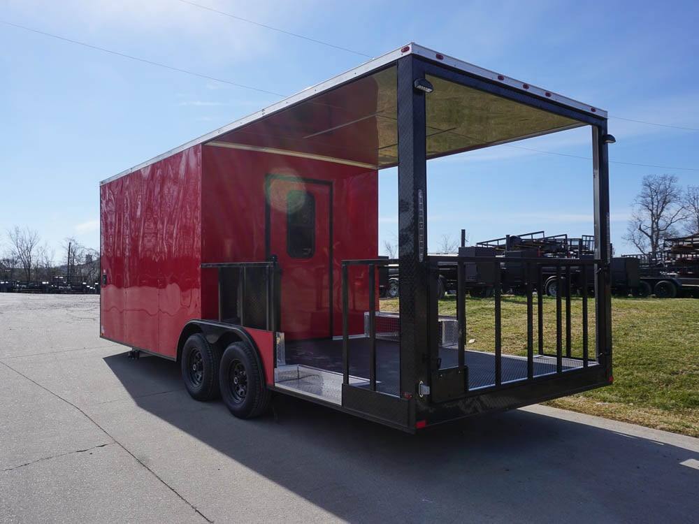 32-8.5-x-22-red-v-nose-bbq-porch-concession-with-blackout-trim-package-7.jpg 8.5 x 22 Red V-Nose BBQ Porch Concession with Blackout Trim Package