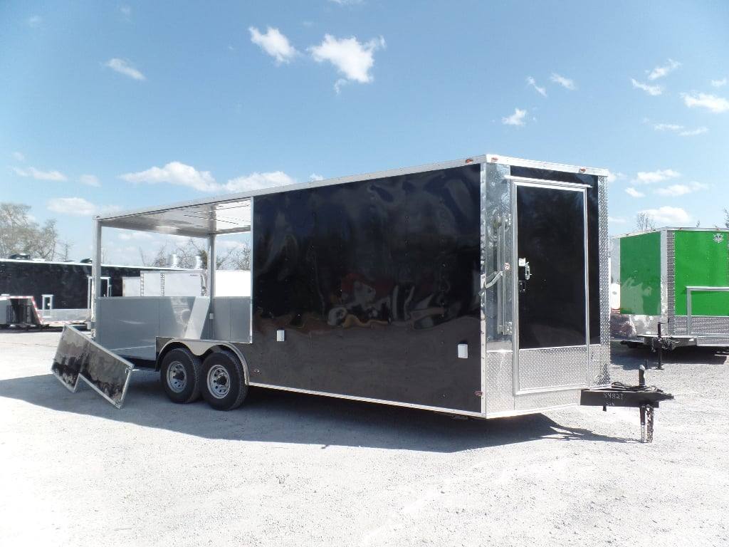 323-8.5-x-20-bbq-black-porch-style-concession-trailer-8.jpg 8.5' x 20' BBQ Black Porch Style Concession Trailer