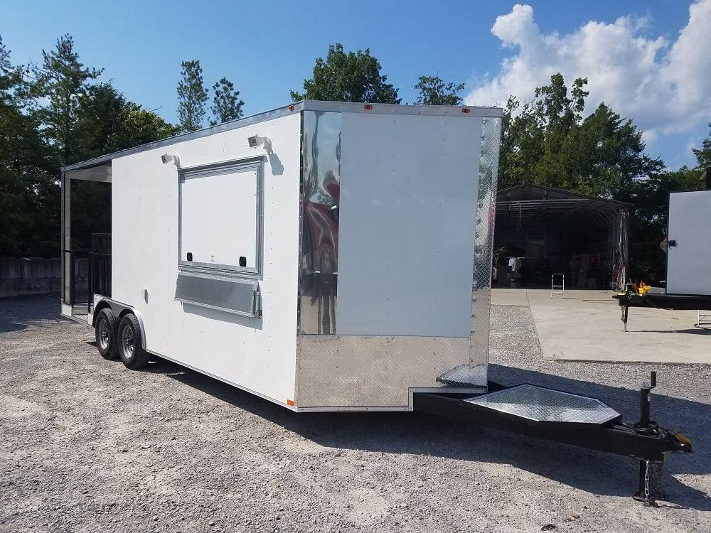 324-8.5-x-20-bbq-porch-white-concession-food-trailer-5.jpg 8.5' x 20' BBQ Porch White Concession Food Trailer