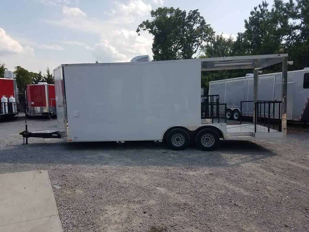 324-8.5-x-20-bbq-porch-white-concession-food-trailer-6.jpg 8.5' x 20' BBQ Porch White Concession Food Trailer