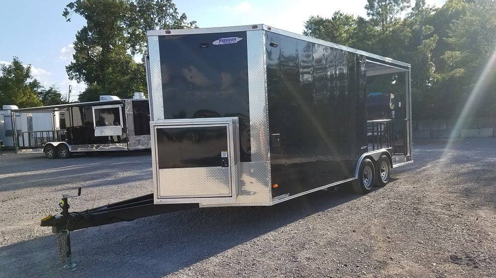 326-8.5-x-20-black-bbq-concession-food-trailer-2.jpg 8.5' x 20' Black BBQ Concession Food Trailer