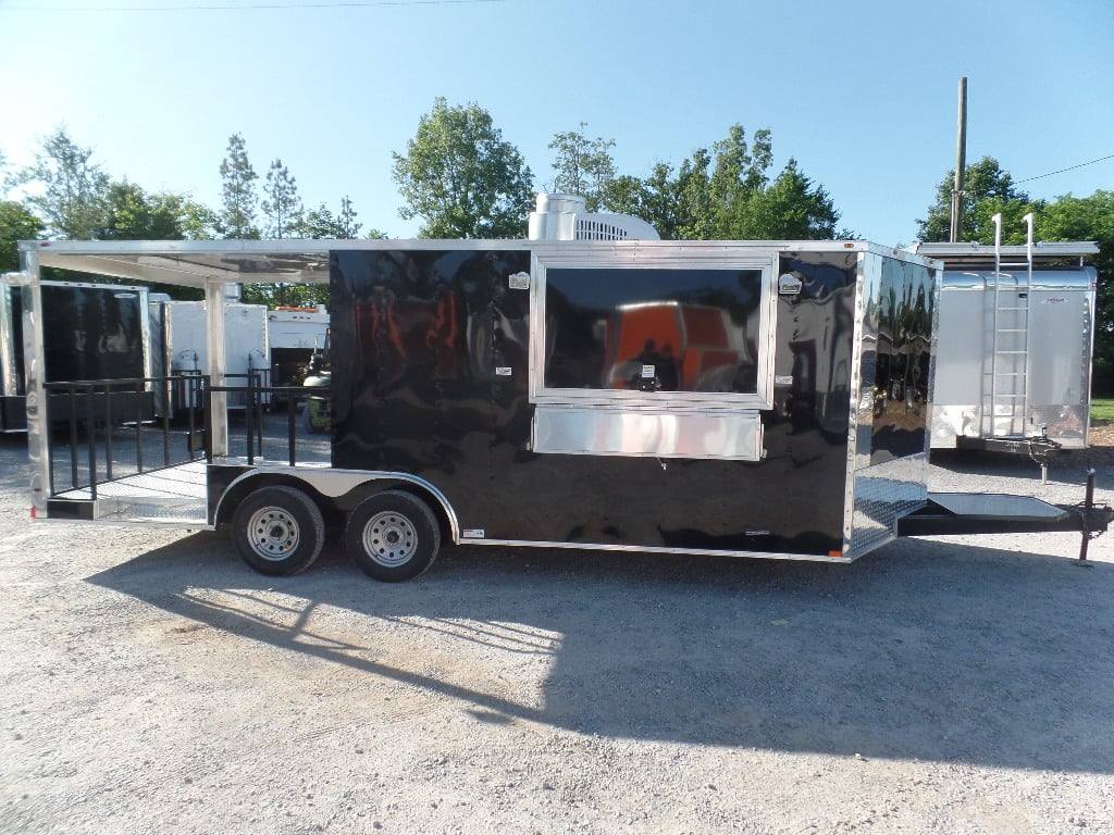 8.5' x 20' Black BBQ Porch Concession Food Trailer