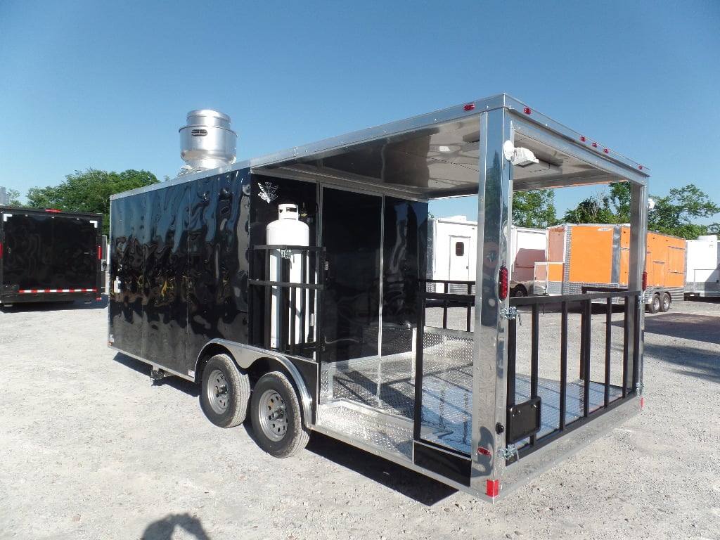 8.5' x 20' Black BBQ Porch Concession Food Trailer