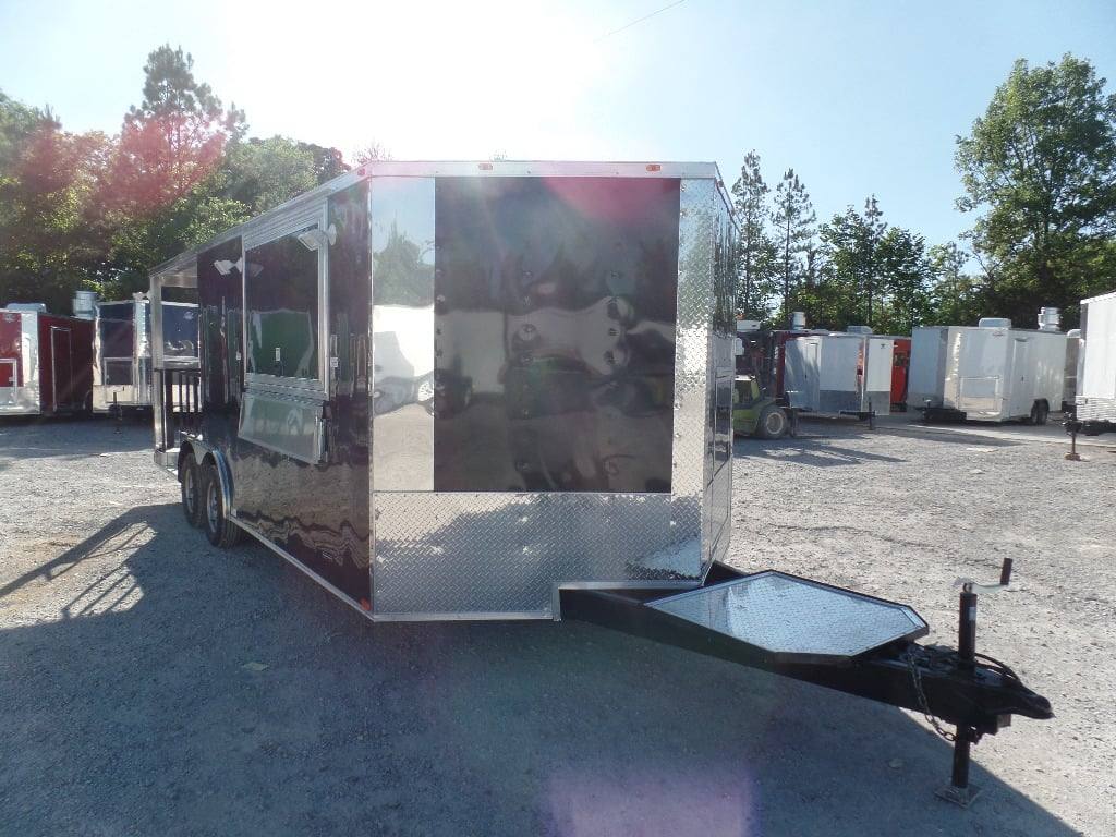 8.5' x 20' Black BBQ Porch Concession Food Trailer