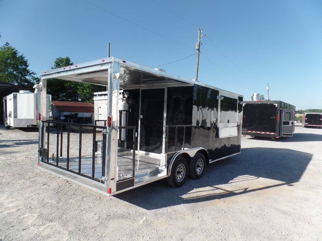 8.5' x 20' Black BBQ Porch Concession Food Trailer