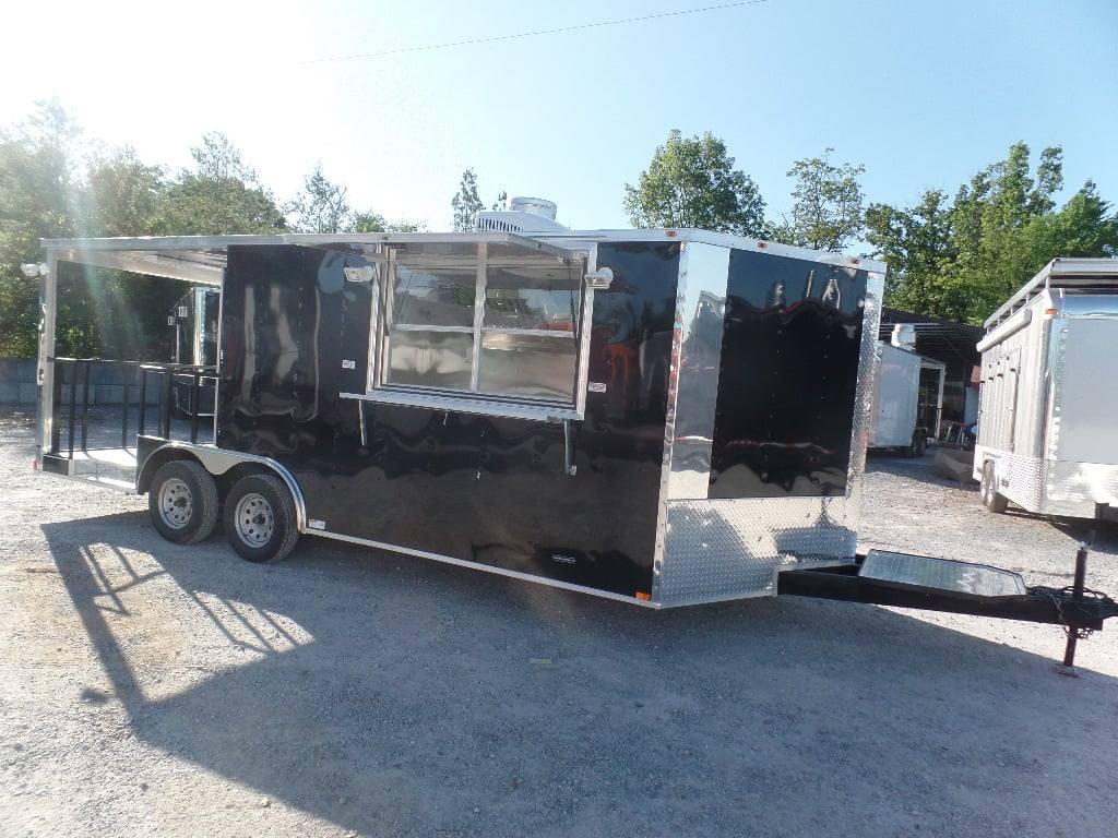 8.5' x 20' Black BBQ Porch Concession Food Trailer
