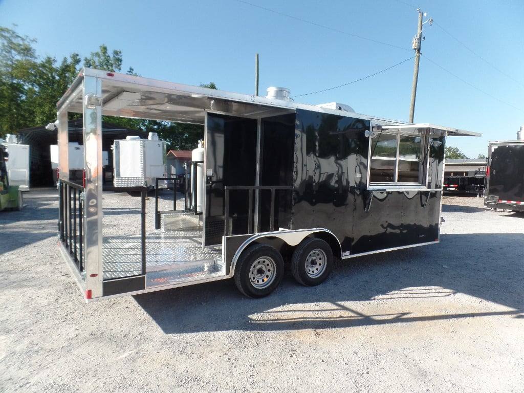 8.5' x 20' Black BBQ Porch Concession Food Trailer