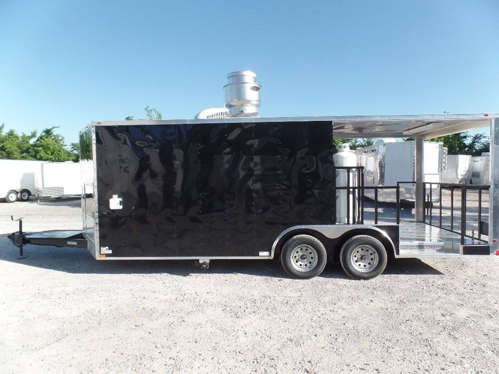 8.5' x 20' Black BBQ Porch Concession Food Trailer