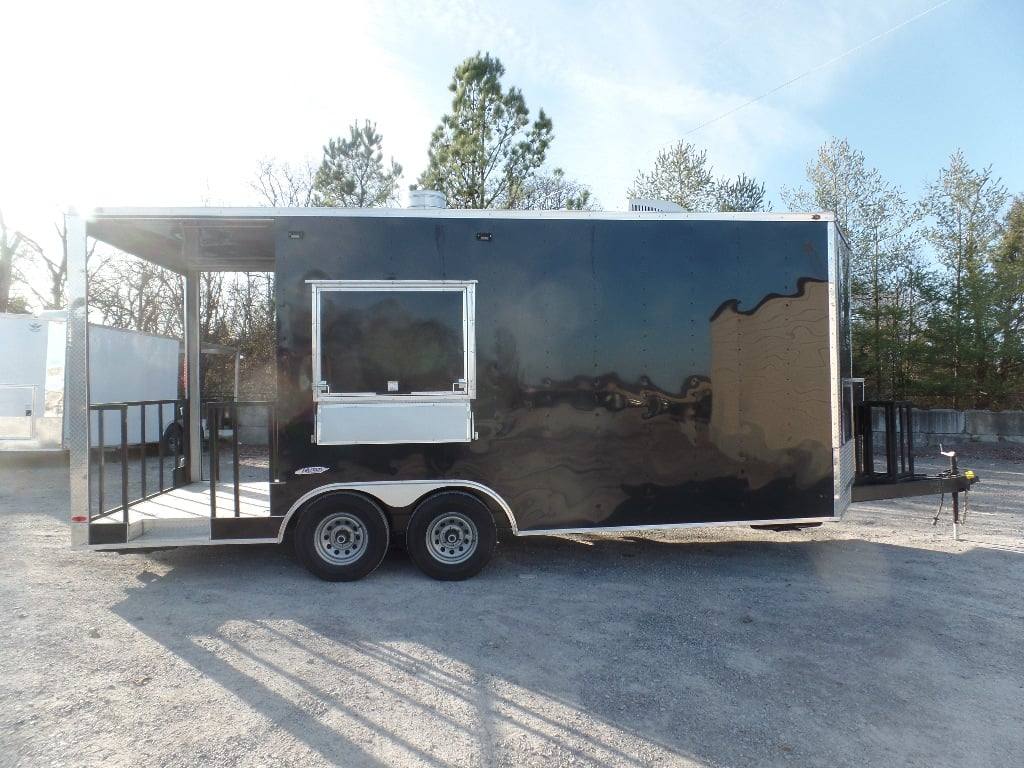 328-8.5-x-20-black-bbq-porch-concession-food-trailer-10.jpg 8.5' x 20' Black BBQ Porch Concession Food Trailer