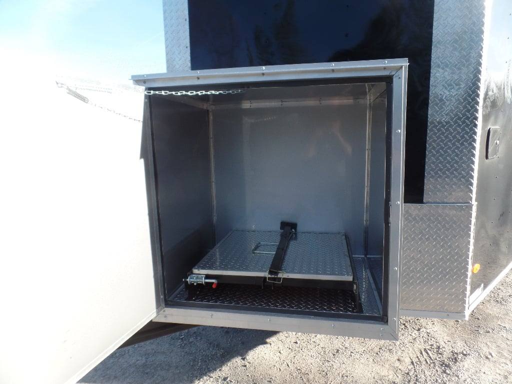 328-8.5-x-20-black-bbq-porch-concession-food-trailer-11.jpg 8.5' x 20' Black BBQ Porch Concession Food Trailer