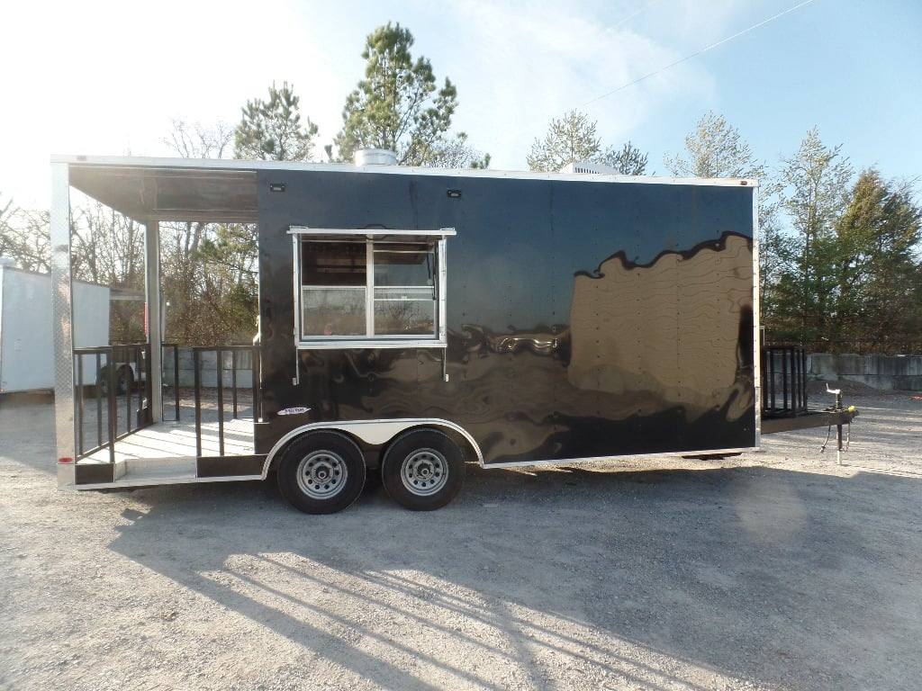 328-8.5-x-20-black-bbq-porch-concession-food-trailer-18.jpg 8.5' x 20' Black BBQ Porch Concession Food Trailer