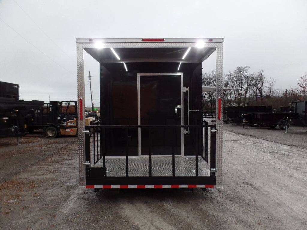 329-8.5-x-20-black-bbq-porch-concession-food-trailer-with-appliances-12.jpg 8.5' x 20' Black BBQ Porch Concession Food Trailer With Appliances