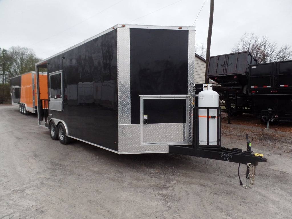 329-8.5-x-20-black-bbq-porch-concession-food-trailer-with-appliances-18.jpg 8.5' x 20' Black BBQ Porch Concession Food Trailer With Appliances