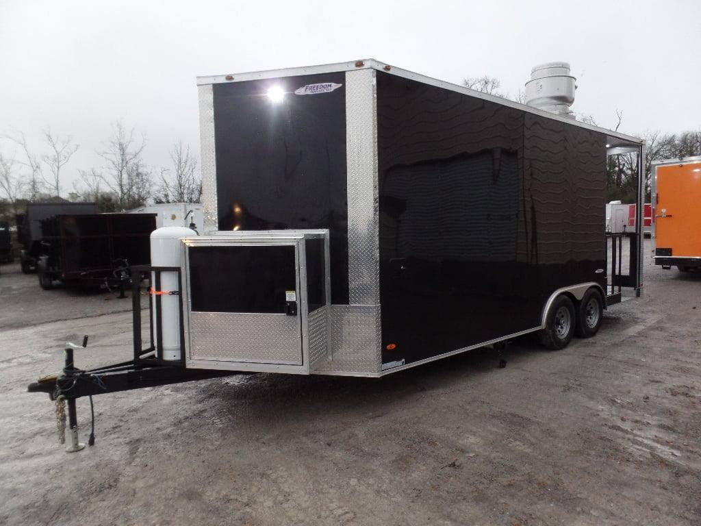 329-8.5-x-20-black-bbq-porch-concession-food-trailer-with-appliances-5.jpg 8.5' x 20' Black BBQ Porch Concession Food Trailer With Appliances